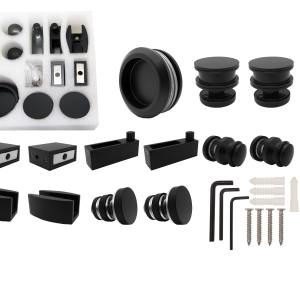 KIT CORTINA TUBO RECTANGULAR NEGRO